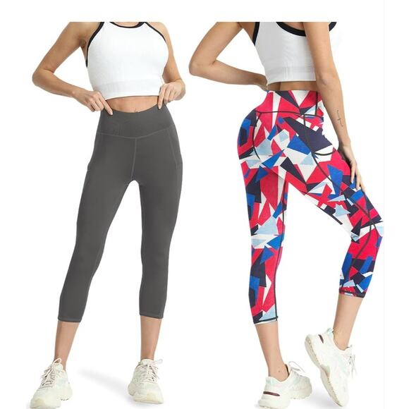 SIZE MEDIUM High Waisted Yoga Leggings 4 Pack - Tummy Control with Pockets - Picture 2 of 6